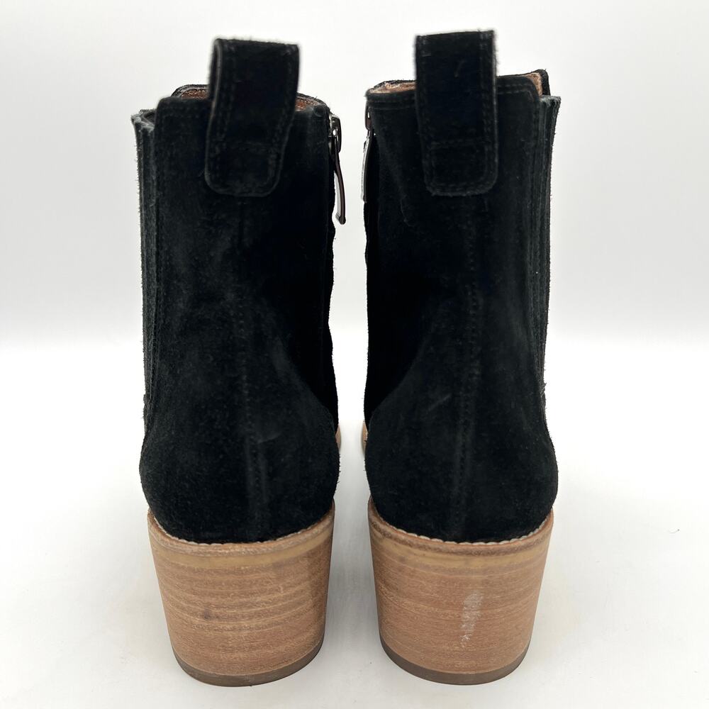 PAUL GREEN Sante Zip Bootie Womens 8.5 Black Suede Ankle Stacked Heel Chelsea - Picture 3 of 11